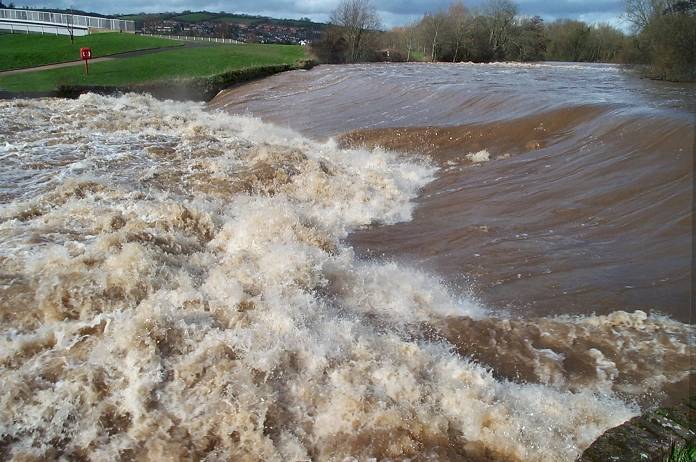 The River Exe in Flood, Exeter, Devon